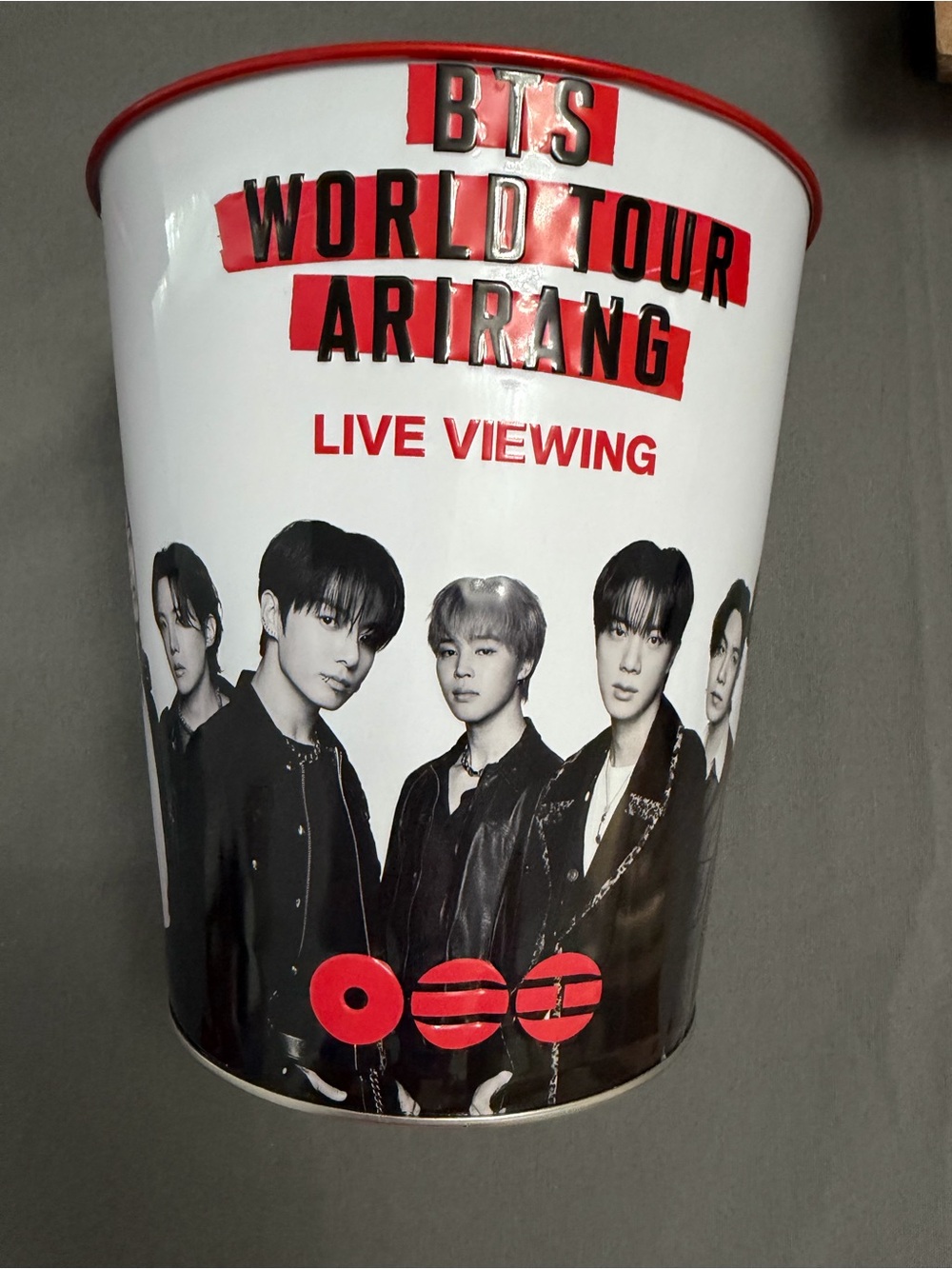 BTS World Tour Live Viewing Red & White Popcorn Bucket